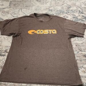 XL Costa Brown Short-Sleeve Tee with Yellow-Orange Logo